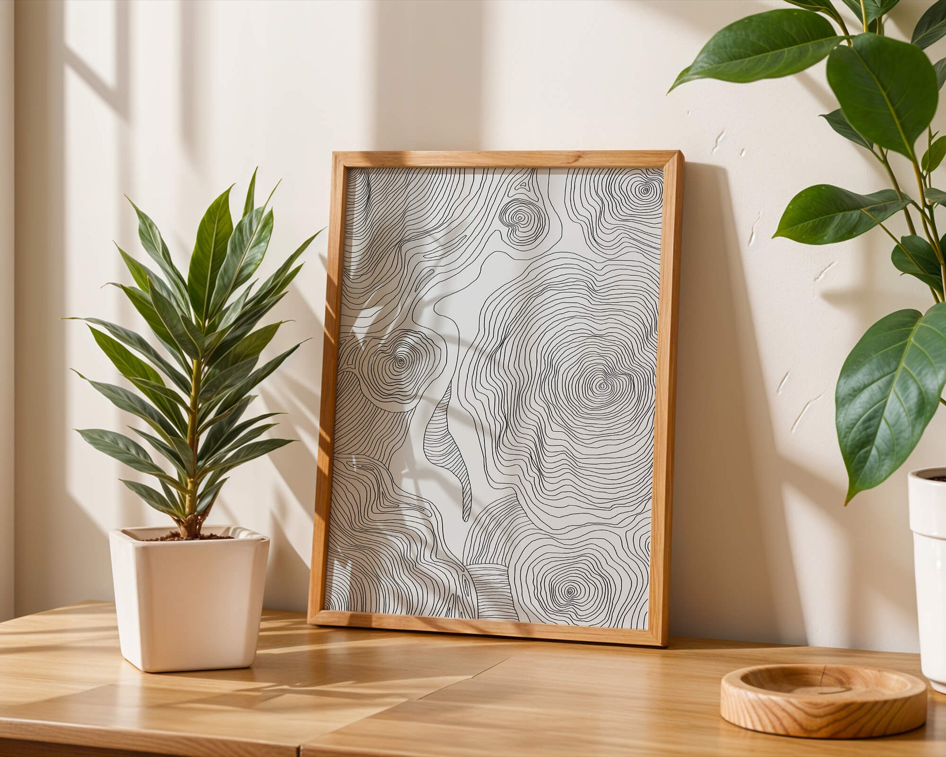 Art linéaire topographique abstrait avec des motifs tourbillonnants
