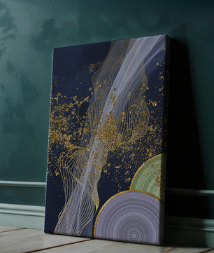 Abstract swirl with gold accents on dark background