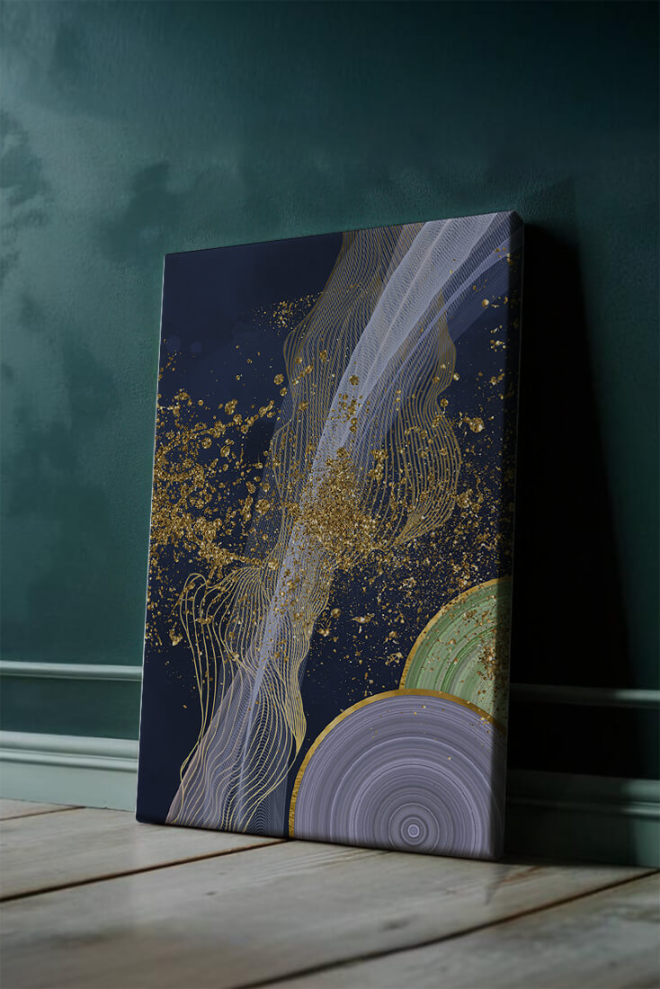 Abstract swirl with gold accents on dark background