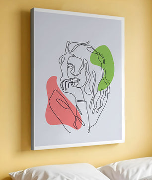 Modern Line Art Portrait With Abstract Shapes