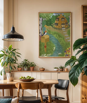 Paysage charmant avec une maison unique et un jardin luxuriant