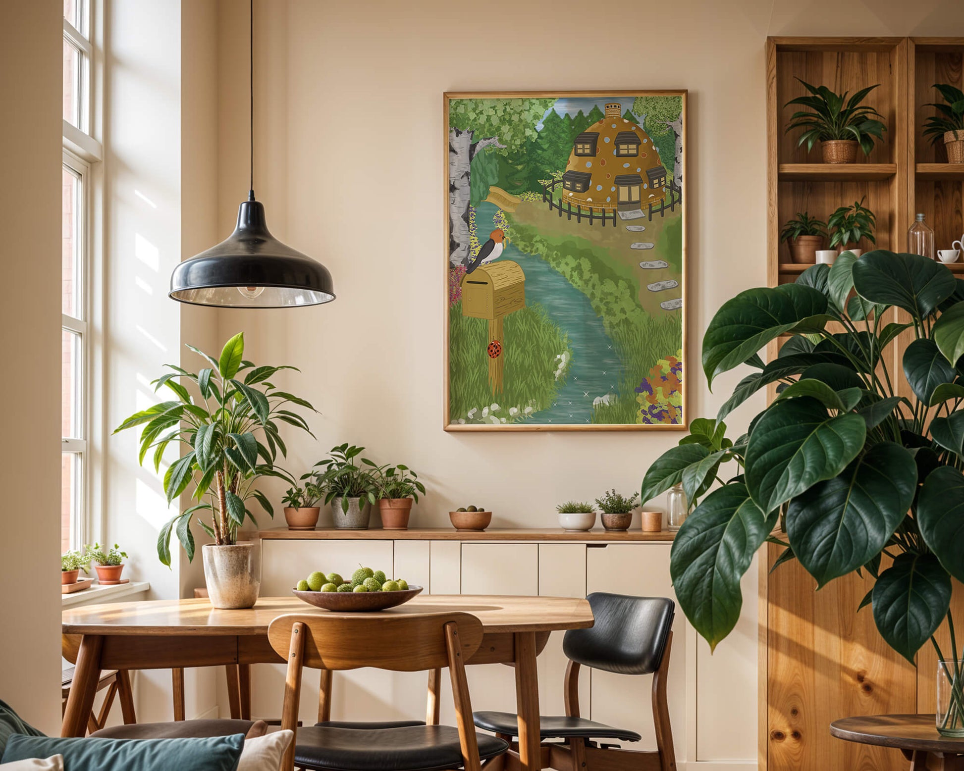 Paysage charmant avec une maison unique et un jardin luxuriant