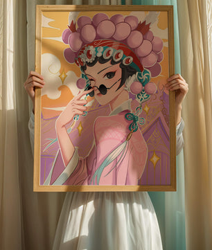 Personaje de anime elegante con atuendo tradicional y detalles dorados