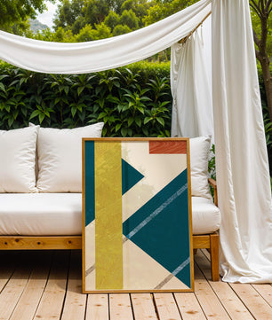 Abstract Geometric Composition with Bold Colors and Textures - Mi tienda