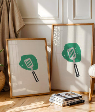 Spatula Artwork with Green Abstract Background - Mi tienda