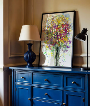 Abstract expressionist floral tree with vibrant colors