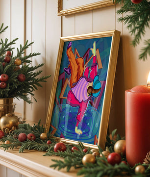 Colorful breakdancer in dynamic urban artwork