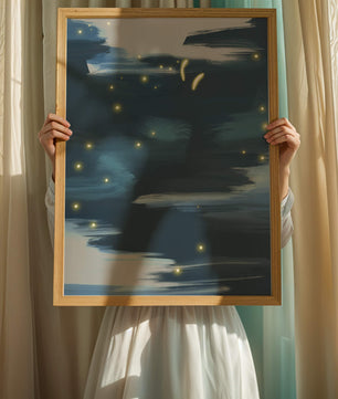 Ciel nocturne abstrait avec des éléments lumineux