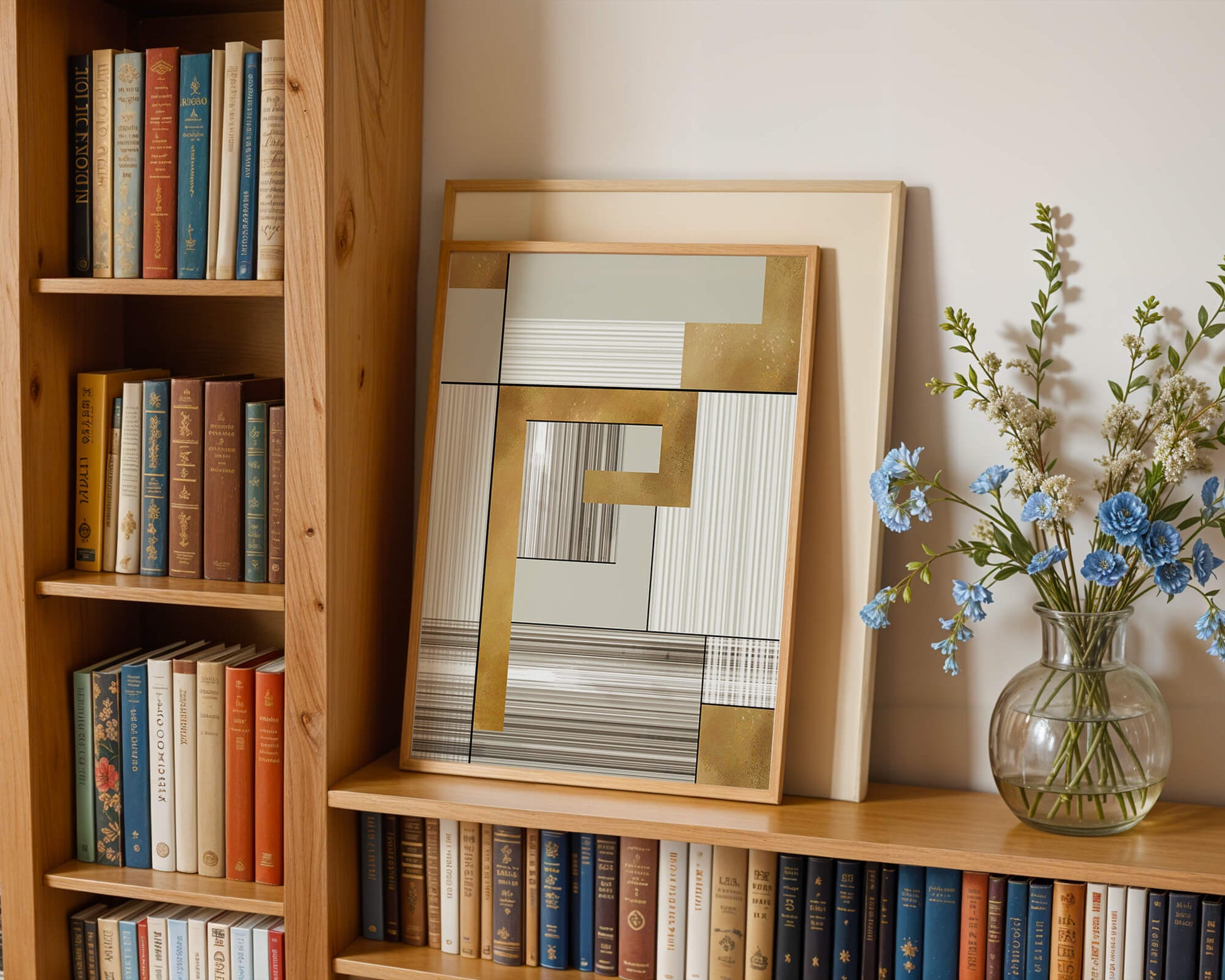 Abstract geometric pattern with gold and neutral tones