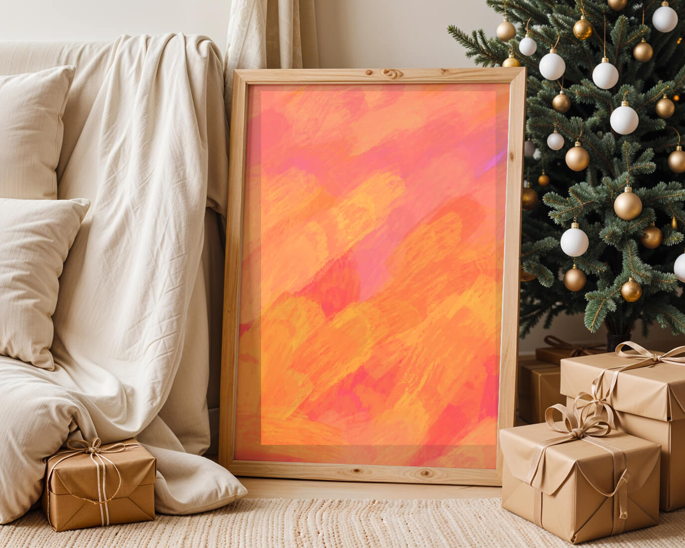 Abstract Warm Toned Brushstroke Art