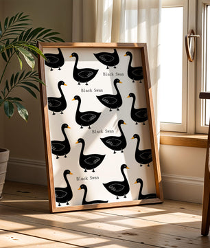 Seamless bird pattern with minimalist design and bold accents