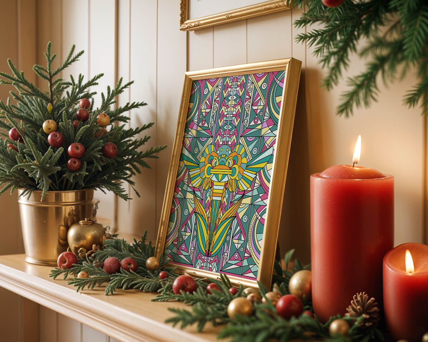 Elefante geométrico colorido con patrones abstractos