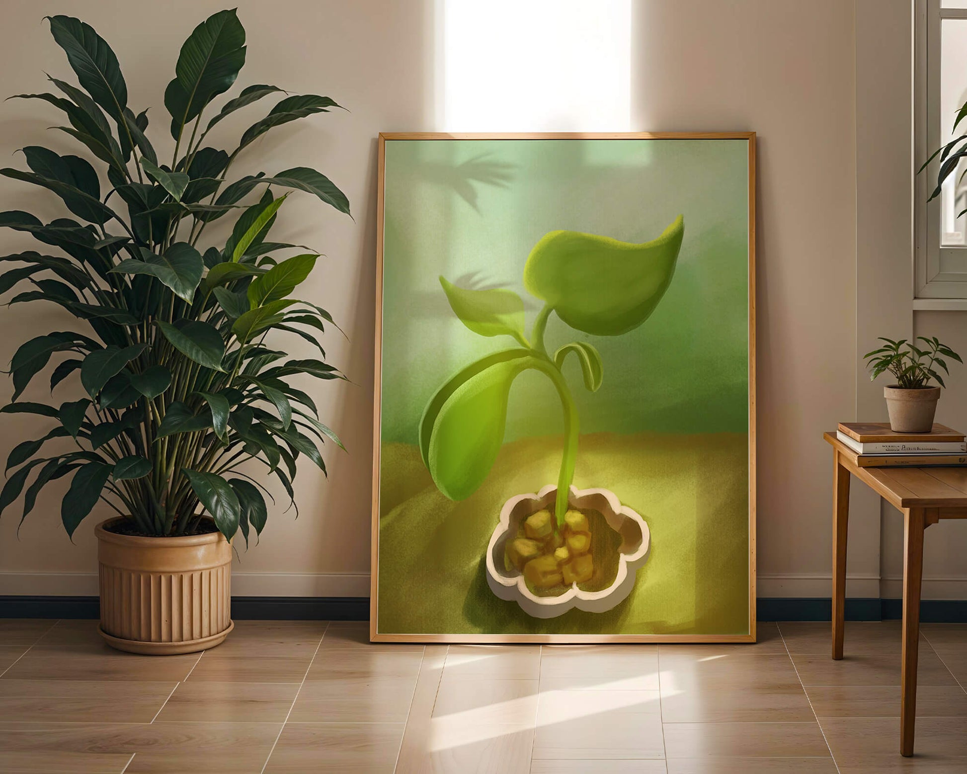 Young Green Plant Emerging from the Soil