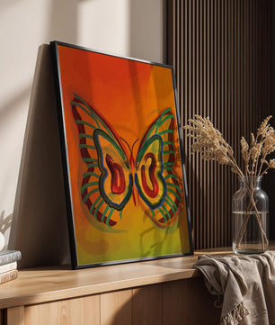 Vibrant butterfly depiction with colorful abstract background