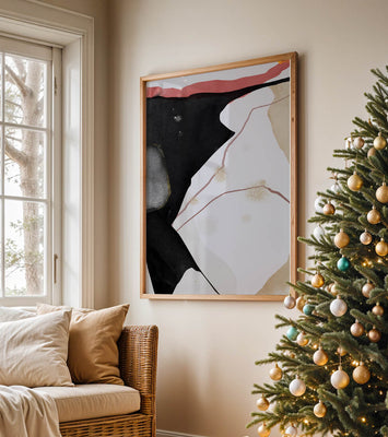 Abstract Composition with Bold Black and Subtle Gold Accents