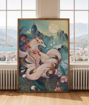 狐妖在充满生机的幻想景观中