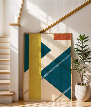 Abstract Geometric Composition with Bold Colors and Textures - Mi tienda