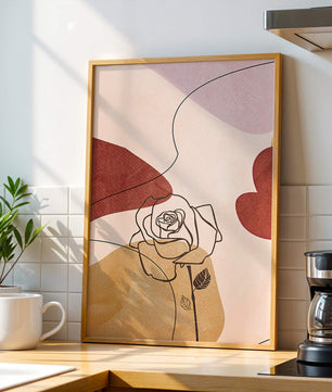 Abstract Line Art Rose with Earth Tones and Minimalist Design - Mi tienda