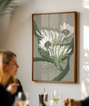 Beautiful botanical illustration of white blooming flowers with green leaves