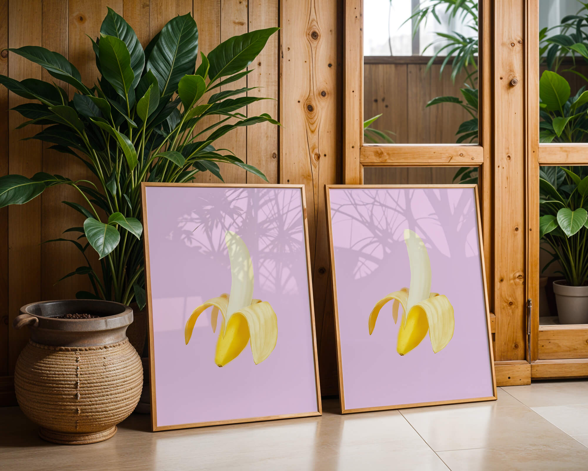 Open banana with purple background for vibrant decoration