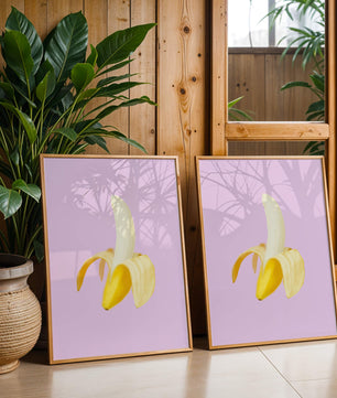Open banana with purple background for vibrant decoration