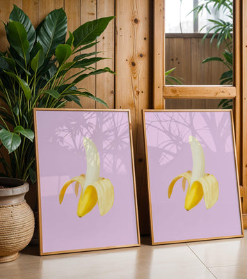 Open banana with purple background for vibrant decoration