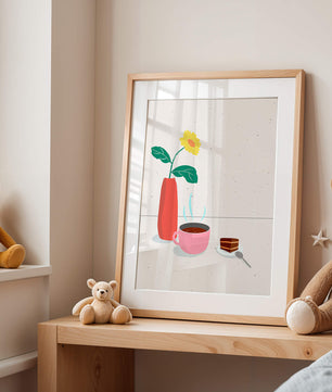 Cozy Breakfast with Coffee, Cake, and Sunflower in Vase - Mi tienda