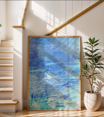 Abstract blue textured watercolor background