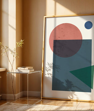 Geometric Abstract Art with Overlapping Shapes in Soft Colors - Mi tienda