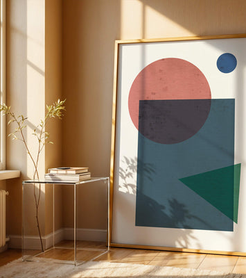 Geometric Abstract Art with Overlapping Shapes in Soft Colors