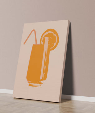 Ilustración de jugo de naranja con pajilla y rodaja de naranja