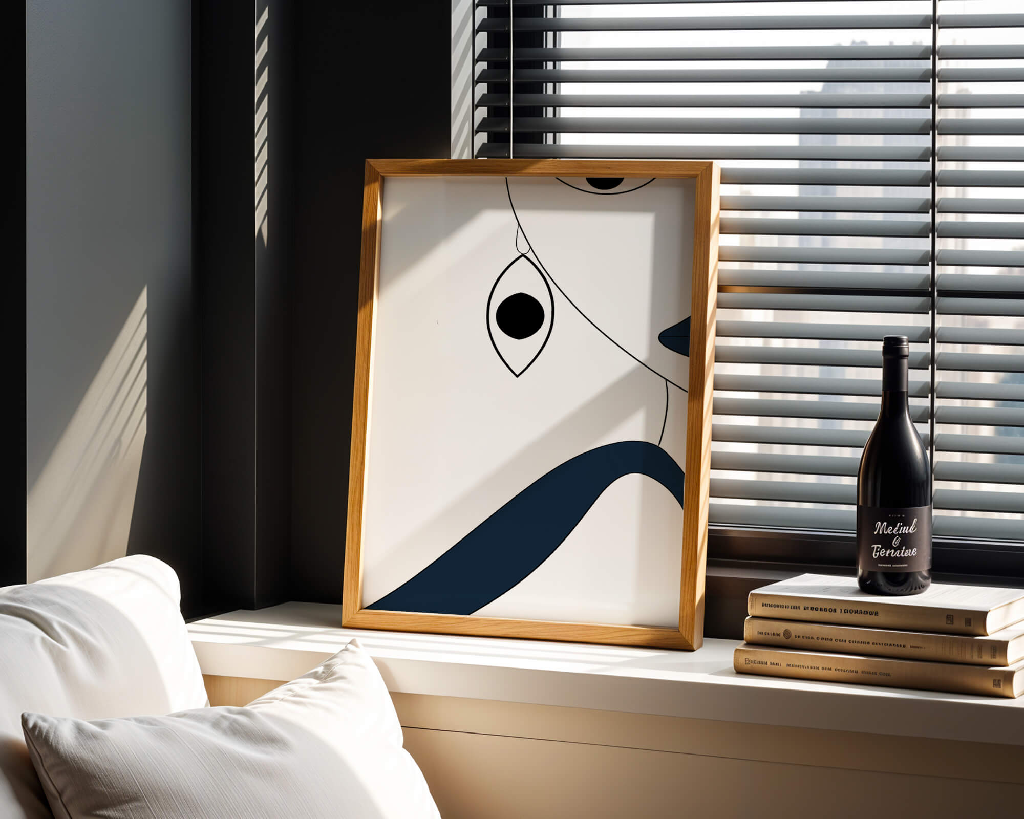Abstract Minimalist Art with Geometric Shapes and Earring Detail - Mi tienda