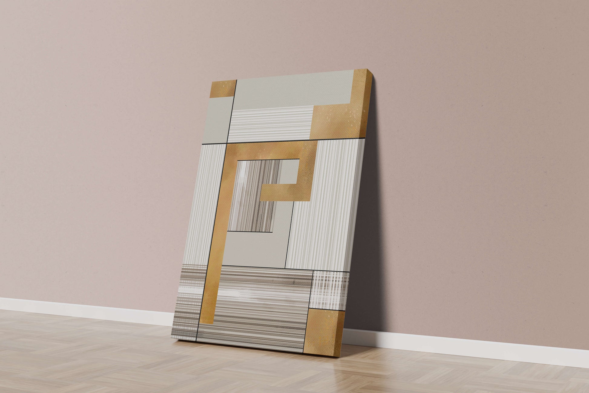 Abstract geometric pattern with gold and neutral tones