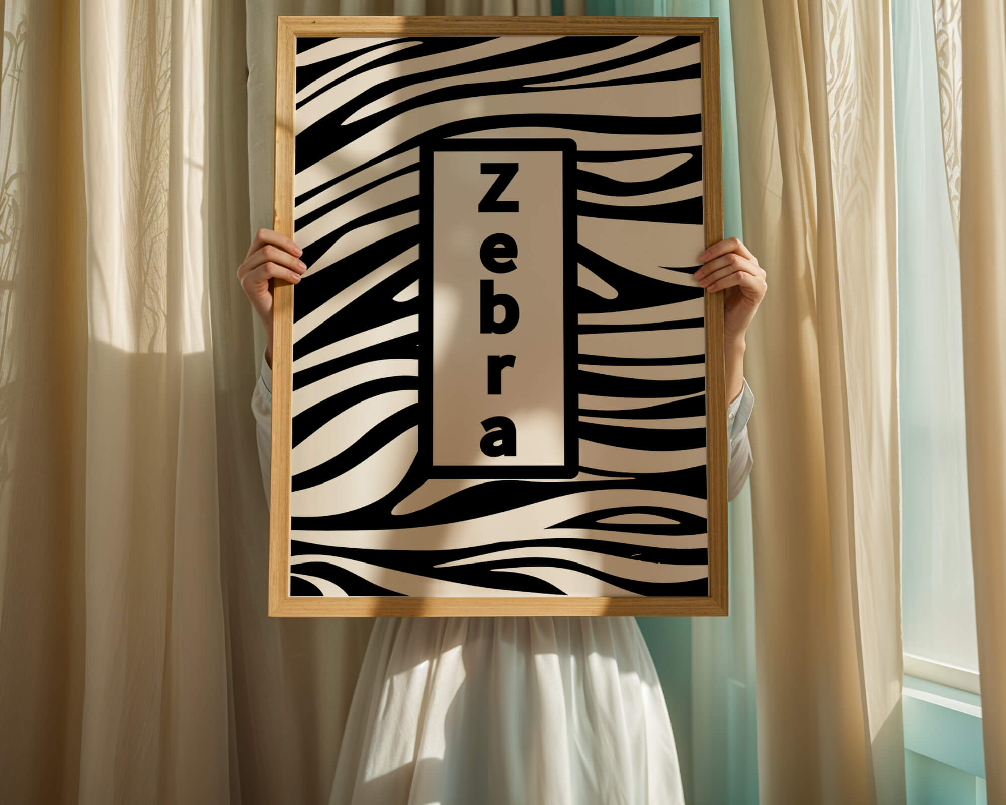Elegant zebra print design with bold text accent