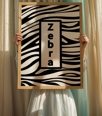 Elegant zebra print design with bold text accent