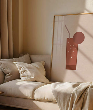 Minimalist Illustration of a Chocolate Drink with Straw and Window Background - Mi tienda