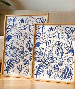 Underwater Marine Life Theme with Cartoon Sea Creatures