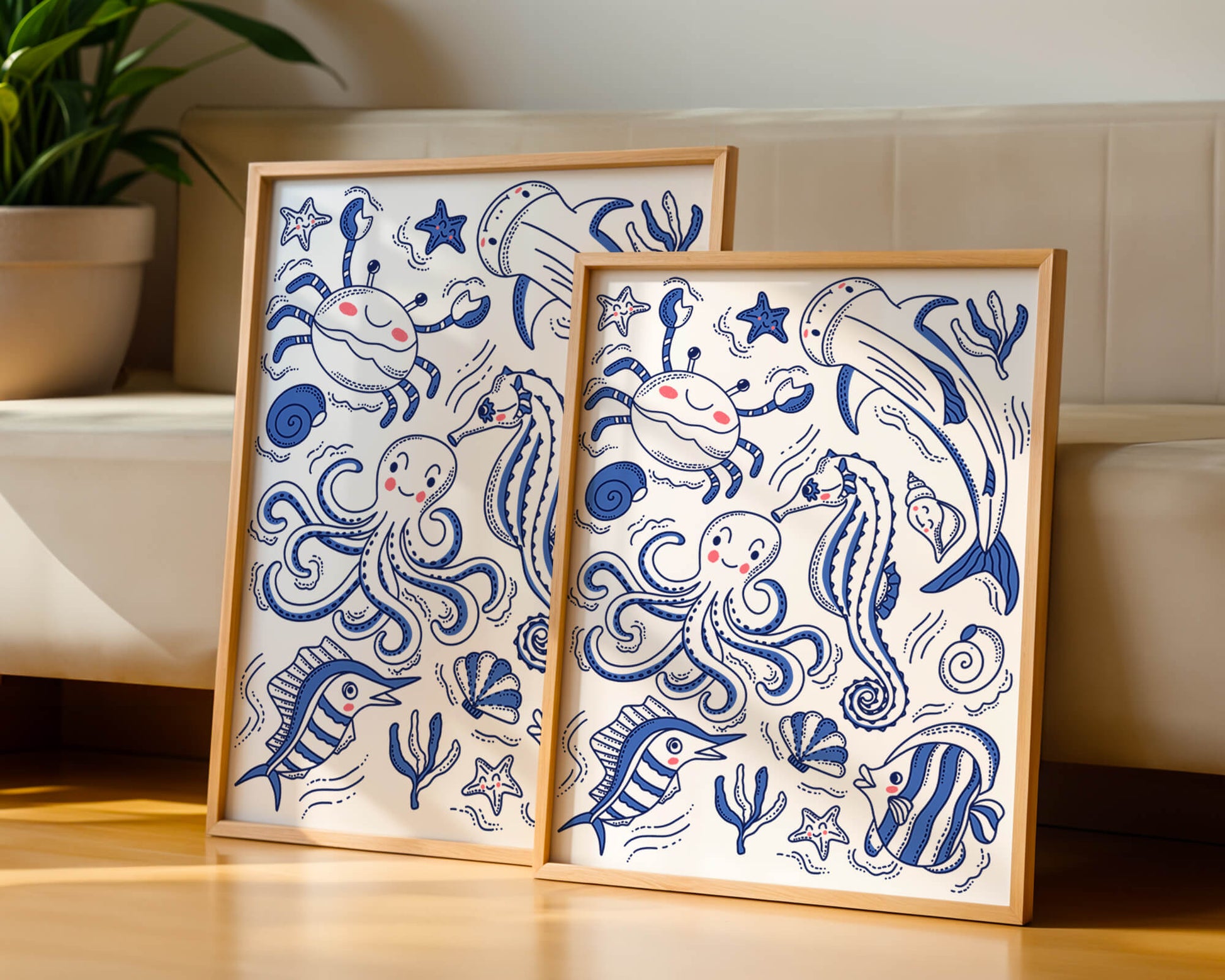 Underwater Marine Life Theme with Cartoon Sea Creatures