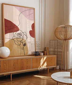 Abstract Line Art Rose with Earth Tones and Minimalist Design - Mi tienda