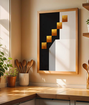 Modern abstract geometric artwork with gold accents - Mi tienda