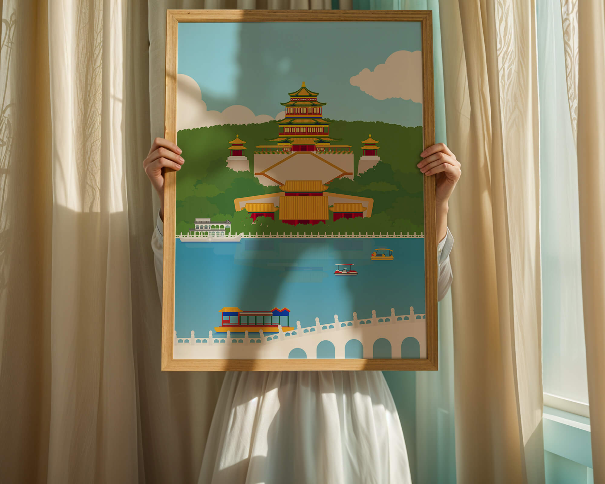 Traditional Chinese architecture by a serene lake