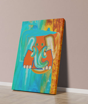 Pintura abstracta colorida de un elefante con tonos vibrantes y pinceladas artísticas