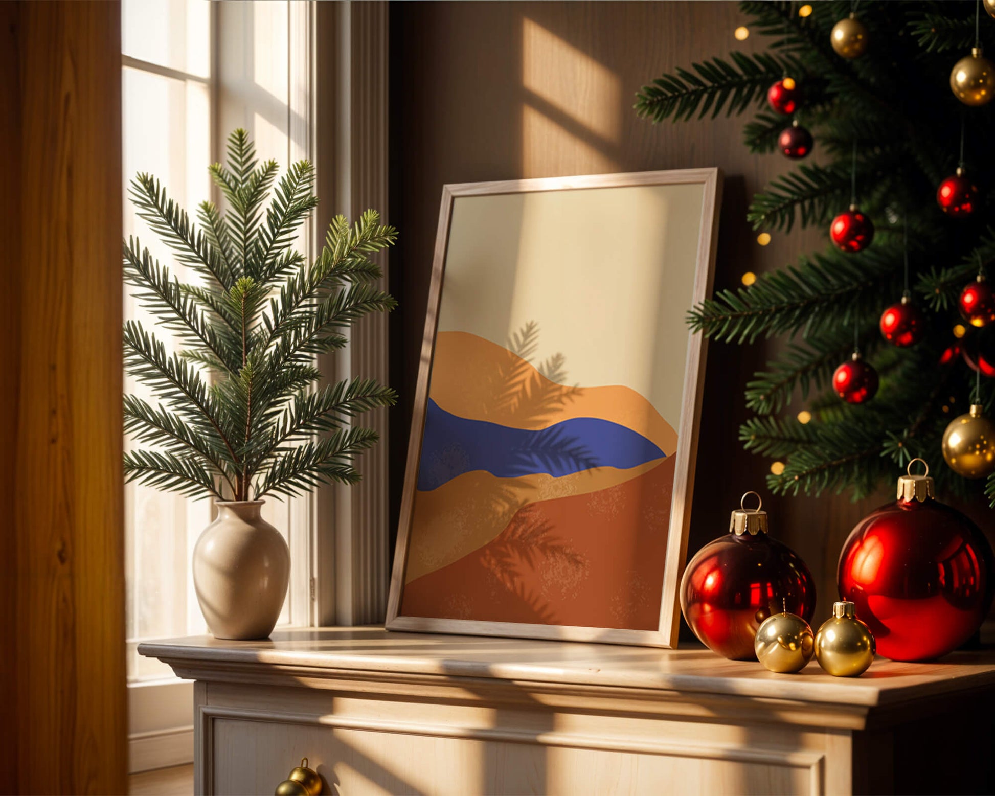 Paisaje abstracto con olas coloridas y bordes audaces