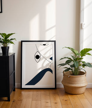 Abstract Minimalist Art with Geometric Shapes and Earring Detail - Mi tienda