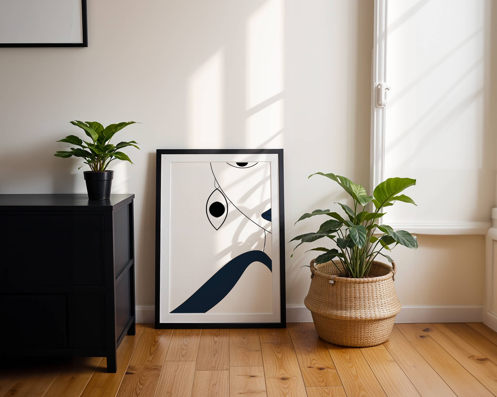 Abstract Minimalist Art with Geometric Shapes and Earring Detail - Mi tienda