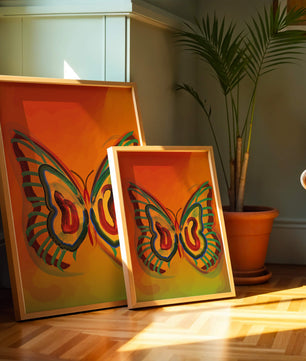 Vibrant butterfly depiction with colorful abstract background