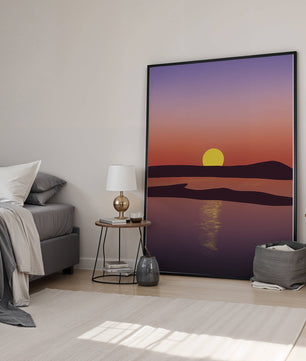 Sunset Over Tranquil Water with Vibrant Sky