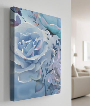 Serene Blue Roses With Delicate Leaves on Soft Background