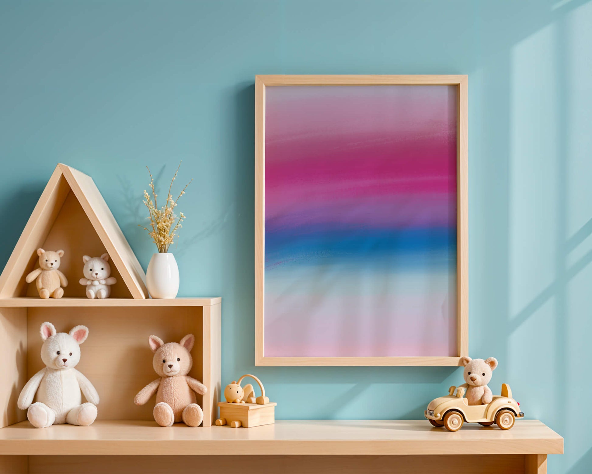 Degradado vibrante con tonos rosados y azules