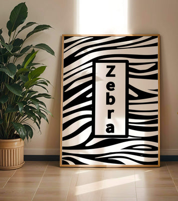 Elegant zebra print design with bold text accent